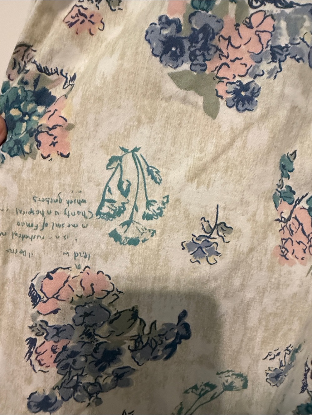 Citysport Vintage Floral Cotton Shorts in Cream with Blue & Teal Print size L - Picture 5 of 9